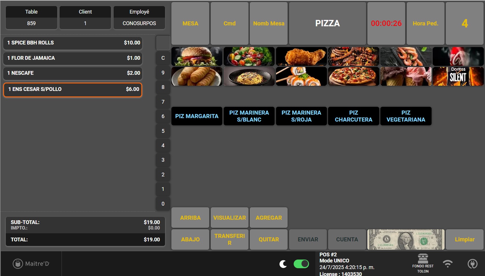 [Imagen de un sistema POS de restaurante]